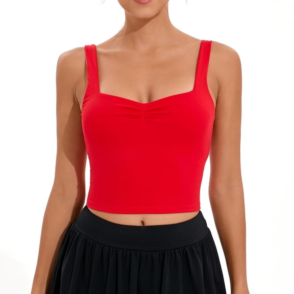 RUNNING GIRL Women’s Workout Tank Top Cropped Athletic Top Square Neck Sleeveless Yoga Shirt