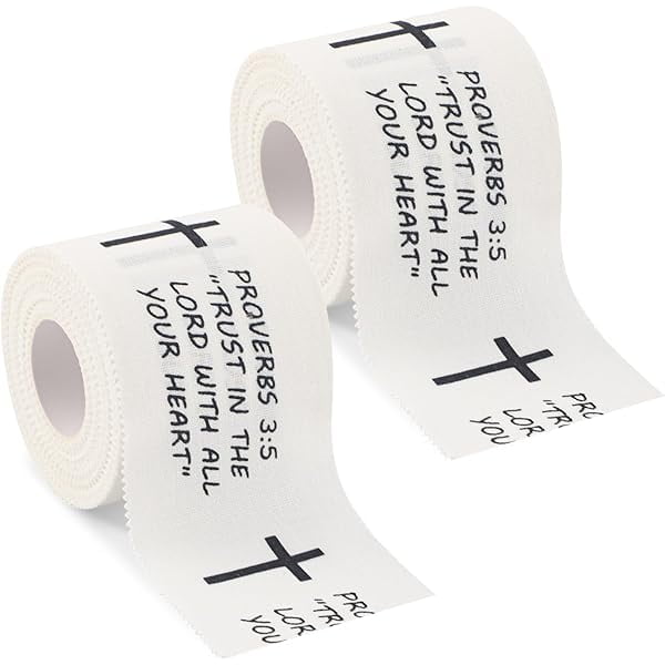 wonima44 2pcs Cross Wrist Tape, 2in x 23ft Christian Athletic Wrist Wrap for Baseball Soccer Sports with Bible Verse Athlete Tape for Football Tennis Boxing Support & Injury Prevention