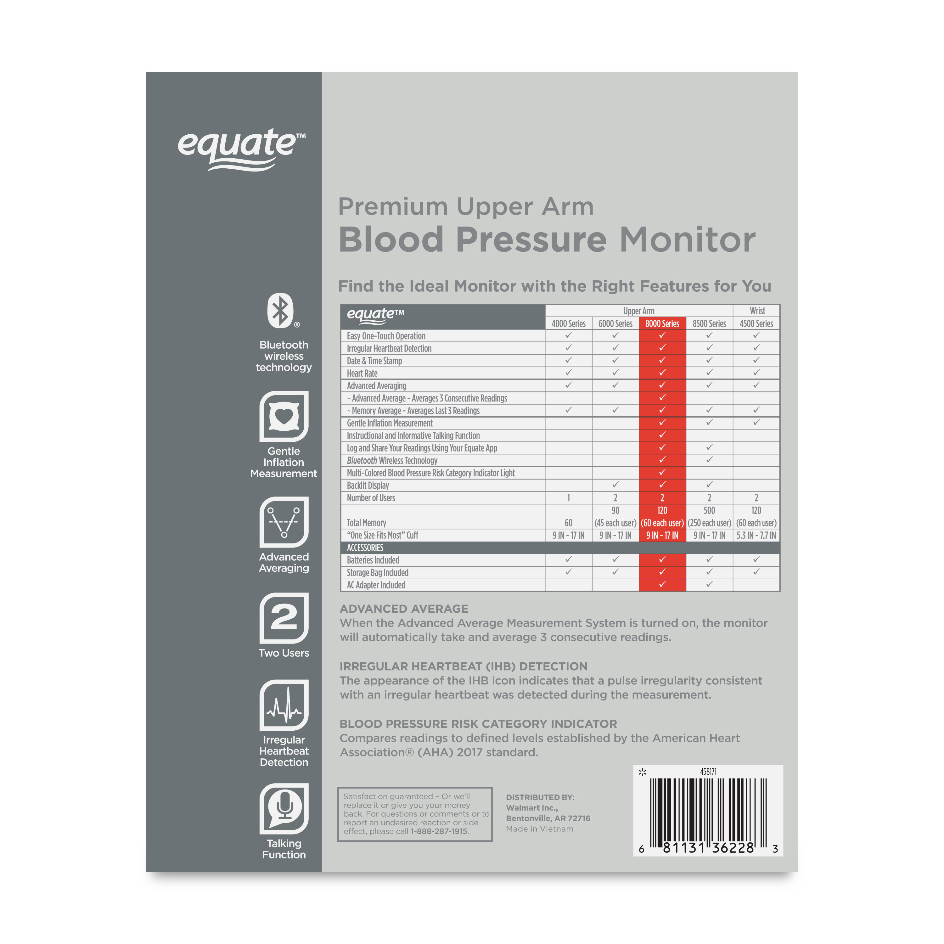 Equate 8000 Series Premium Upper Arm Blood Pressure Monitor photo 6