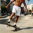 thumbnail image 6 of Heavyweight Thick Men's Sweat Shorts Baggy Sweatpants Mens Lounge SweatShorts White 2XL, 6 of 8