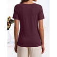 thumbnail image 3 of ANRABESS Womens Boat Neck Tops Short Sleeve T-Shirts Causal Fashion Tee Shirts 2026 Summer Spring Clothes Burgundy Small, 3 of 7