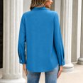 thumbnail image 4 of Yifymode Button Down Shirts for Women Long Sleeve Work Tops V Neck Shirts Dressy Casual Business Blouses with Pocket,Blue M, 4 of 6