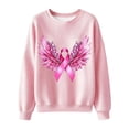 thumbnail image 5 of VKOYWKM Breast Cancer Awareness T-Shirt Women Oversized Long Sleeve Textured Shirts Pink Ribbon Graphic Tee Cancer Survivor Crew Neck Pullover Sweatshirt Fall Tops, 5 of 6