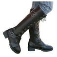 thumbnail image 5 of Stylish Women's Knee-High Boots Zipper Squared Design Lace-Up Buckle Retro Footwear for Ladies, 5 of 6