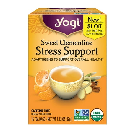 (4 Pack) Yogi Tea, Sweet Clementine Stress Support, Tea Bags, 16 (Best Stress Relief Tea)