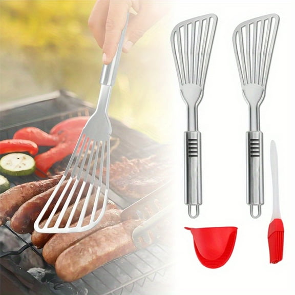 2-Piece Premium Fish Spatula Set, Big Size Stainless Steel, Thickness Blade Turner for Cooking, Flipping, Frying and Grilling