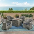 thumbnail image 3 of Noble House Morant Ensemble de 5 Pcs Chaise Pivotante Extérieure et Foyer en Gris Foncé, 3 of 10