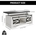 thumbnail image 3 of 47.2" Farmhouse Lift Top Coffee Table with Storage Sliding Barn Door & Large Hidden Compartment, Rustic Coffee Table with Lifting Top Storage Coffee Table for Living Room, 3 of 8