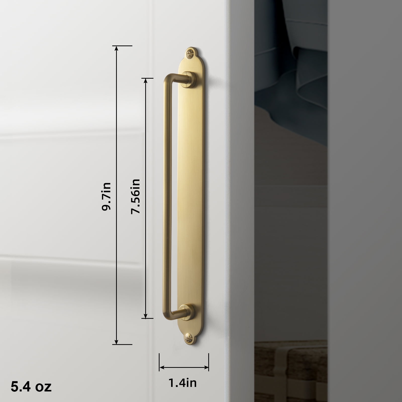 Goo-Ki 2 Pack Brushed Gold Cabinet Pulls with Backplate, 7.6"(192mm) Hole Center Zinc Alloy Cabinet Dresser Handles for Bar Cupboard Closet Wardrobe (G013)