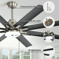 thumbnail image 4 of Sofucor 66" Modern Black Ceiling Fan with Light ,Phone APP and Remote,Voice Control, 4 of 12
