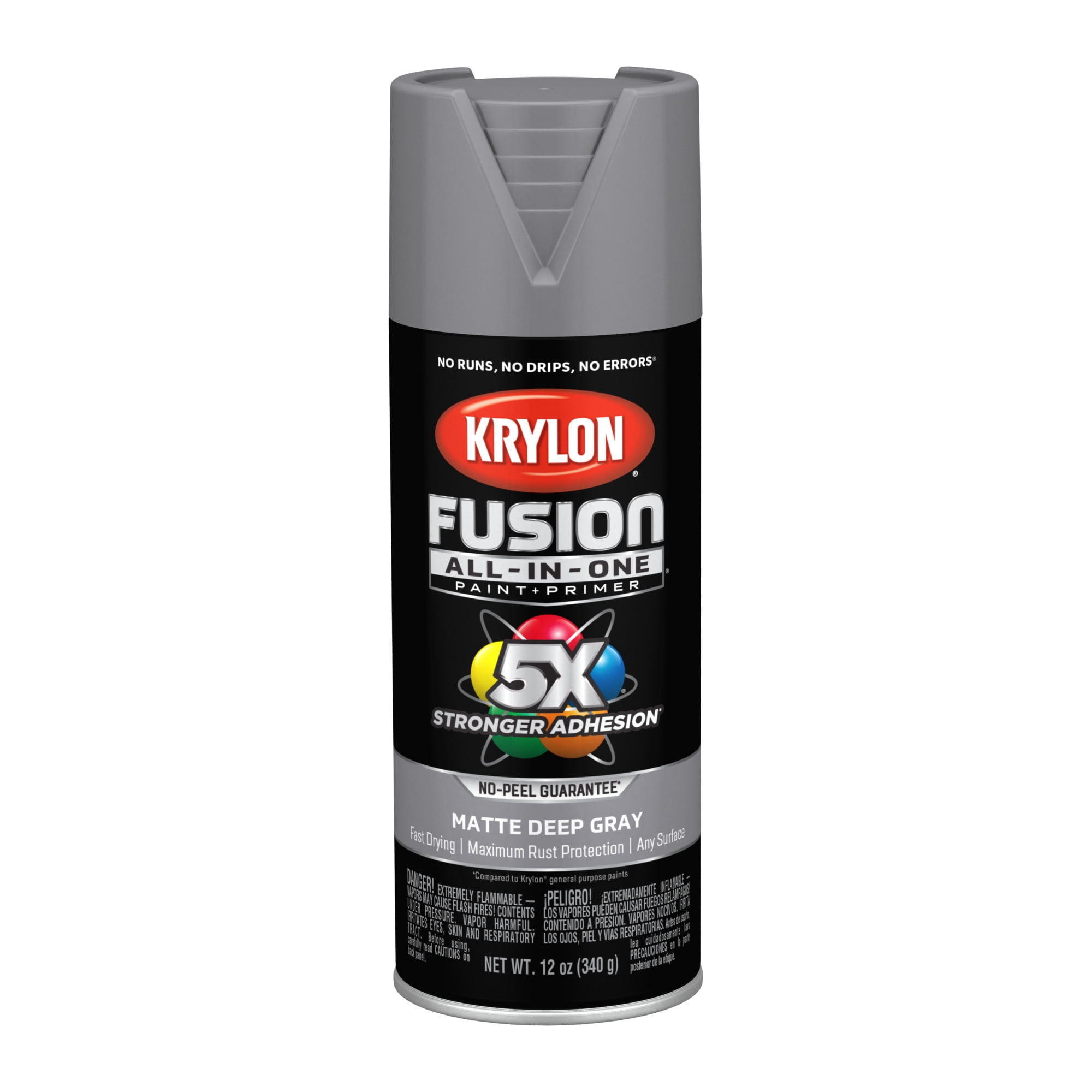 (6 pack) Krylon Fusion All-In-One, Matte, Deep Gray, 12 oz