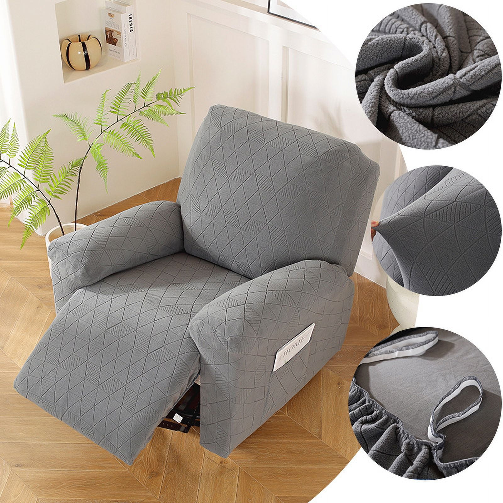 Nvzi -b Couch Cover Argyle Jacquard Stretch Sofa Covers Reclining Chair Cover for Living Room Sofa Easy Fit Washable Furniture Sofa Protector 3 seat (Dark Grey)