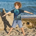 thumbnail image 3 of FORMRS Boys Rash Guard with Short Sleeves UPF 50+ Swim Shirts Sizes 3-12T, Blue Planet, 3 of 6