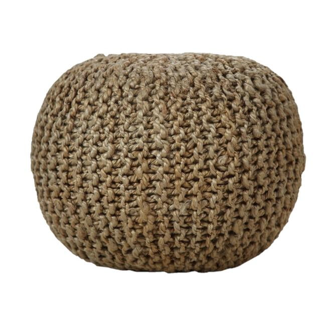 Jute Round Pouf Ottoman, Grey
