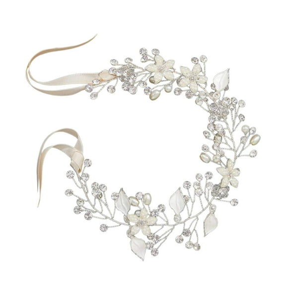 Diadema de niña de las flores para boda. Adorno de pelo con flores y perlas para niña. Tocado dorado para fiesta de cumpleaños. Diadema con flores y hojas doradas