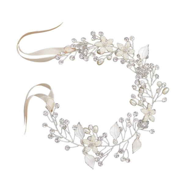 Diadema de flores para niñas para bodas Adorno para el pelo con perlas y flores para niñas Diadema dorada para fiestas de cumpleaños Diadema con flores y hojas doradas