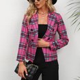 thumbnail image 4 of Puntoco Mujer Check Impreso Slim Lapel Blazer Blazer Coat tops Blusa Puntoco Puntoco-7154, 4 of 7