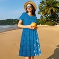 thumbnail image 4 of Naloa Blue Christmas Print Womens Summer A-Line Dress with Pockets,Short Sleeve Dresses,Flowy Beach Swing Dress for Vacation Travel, 4 of 6