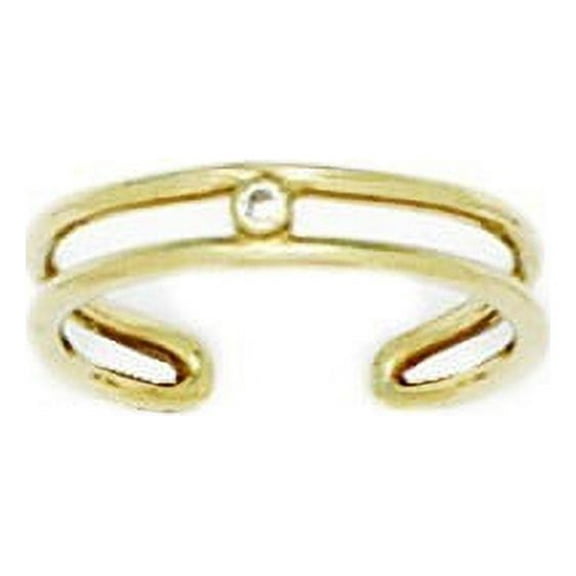 14k Yellow Gold Cubic Zirconia Adjustable Double Row Body Jewelry Toe Ring