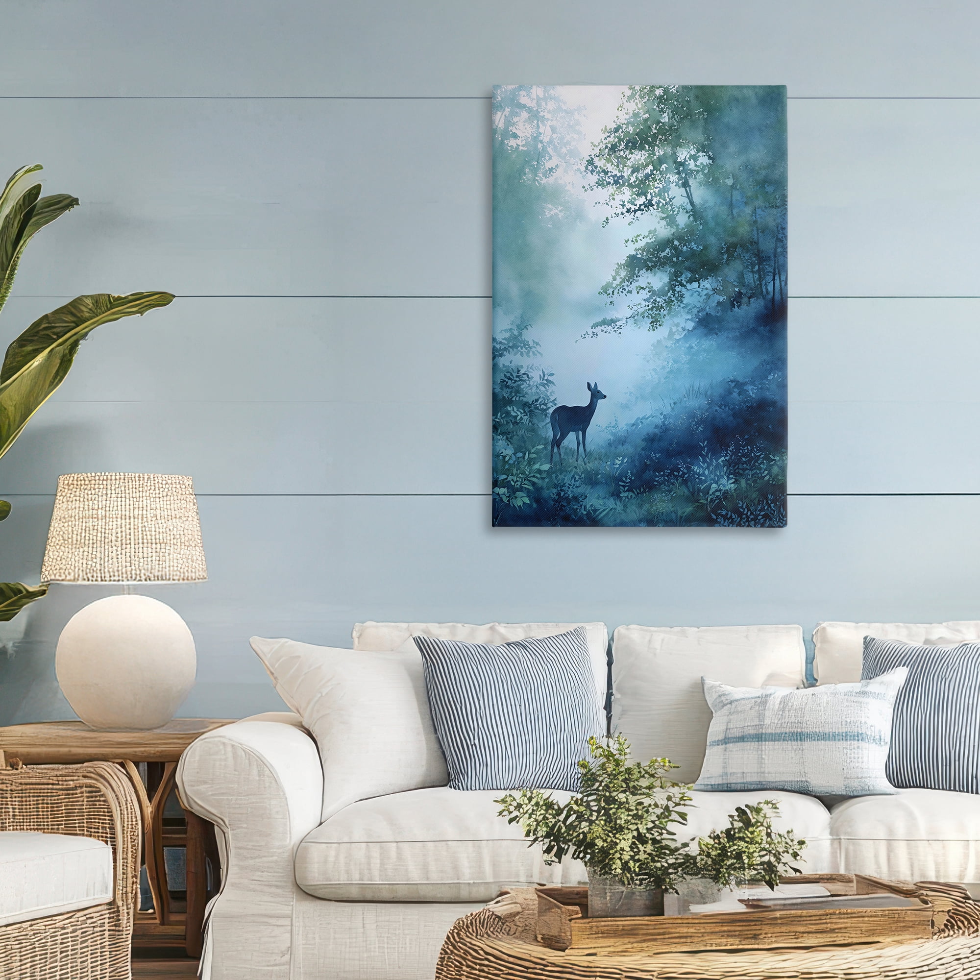 Stupell Industries Blue Dawn Deer in Mist Canvas Wall Art, design by Franklyn Gregory