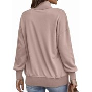YDDIAN Fall Clothes for Women Baggy Henley Oversized Pullover Sweatshirts Long Sleeve Vneck Dressy Fashion Blouses with Pockets Complexion L