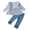 Blue, variant on 9 Months Baby Girls Clothes 12 Months Girls 2PCS Outfits Set Infant Girls Long Sleeve Stripe Top Pants Set Blue