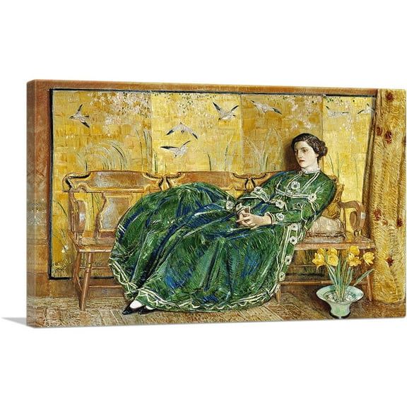 ARTCANVAS The Green Gown 1920 Canvas Art Print by Childe Hassam - Size: 12" x 8" (0.75" Deep)