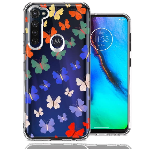 MUNDAZE For Motorola Moto G Stylus Colorful Butterflies Design Double Layer Phone Case Cover