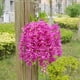 thumbnail image 2 of Guirnalda colgante de 2 flores artificiales de seda color lila, ideal para decoración interior/exterior. Color: morado y rojo. Rojo púrpura, 2 of 9