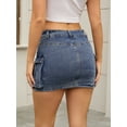 thumbnail image 4 of DARING DIVA Women's Denim Skirt Cargo Pockets Button Mini Jeans Skirts S Blue, 4 of 7