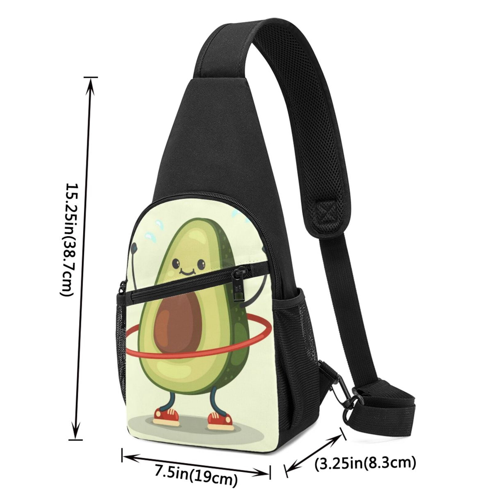 Xecao's Avocado1 Print Sling Bag: A Versatile Chest, Shoulder, and Crossbody Backpack for Casual Days Out, Perfect for Both Men and Women