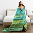 thumbnail image 5 of Watercolor Stripped Waves Blanket for Girls Women, Lightweight Soft Fleece Flannel Throw Blanket Blue and Green Sofa Couch Living Room 40x50 Inch, 5 of 6