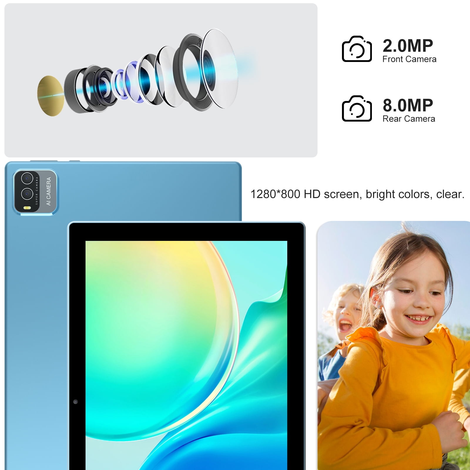 2024 Latest Android 11 Tablet 10 inch 2 in 1 Tablet, 4GB RAM+64GB ROM Tablet, 1.8GHz Quad-core Processer, 1280*800 FHD, 8MP Camera, 2.4G/5G Wi-Fi 6 BT 5.0, Tablets with Keyboard| Mouse| Case| Stylus