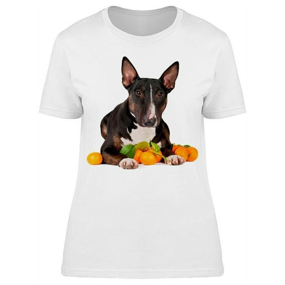 Bull Terrier With Tangerines T-Shirt Women -Image by Shutterstock, Female Small