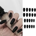 thumbnail image 1 of Press on Nails Medium Length Fake Nails, Black Press-On Manicure, False Nails for Women and Girl, Includes Prep Pad, Mini File, Nail Stickers, and 24pcs Fake Nails, 1 of 5