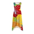 thumbnail image 4 of Womens Casual Tank Dress Floral Sleeveless Summer Midi Dress Asymmetrical Hem Vacation Beach Outfit, 4 of 7