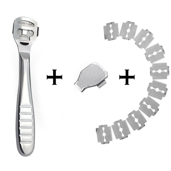 Triani Foot Scraper Callus Shavers Skin File Dead Skin Remover Stainless Steel Foot Scraper 10 Free Carbon Steel Blades & 1 Rasp File Scrubber