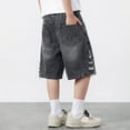 thumbnail image 6 of Baggy Jean Shorts for Boys Girls Straight Leg Loose Fit Denim Jorts Summer Bermuda Denim Shorts Vintage Y2K Streetwear Shorts for Boys & Girls (Grey2 7-8 Years), 6 of 10