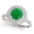 thumbnail image 6 of 1.45 Carat Halo Emerald &amp; Diamond Engagement Rings - Bridal Set - 14K Gold, 6 of 12