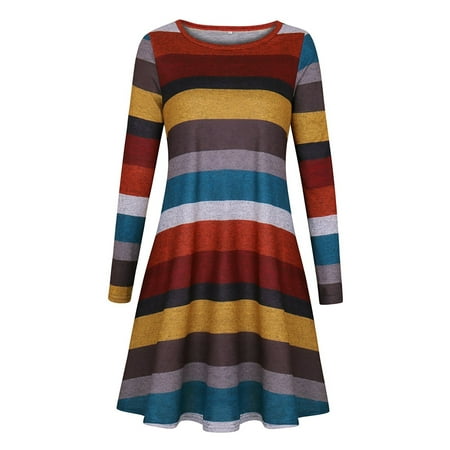 Newstar Plaid Swing Tunic T Shirt Dress For Women Knit Sweatshirt Stripped Shirts For Leggings Nch2251arl Long Sleeve Dress Tunic Tops For Women