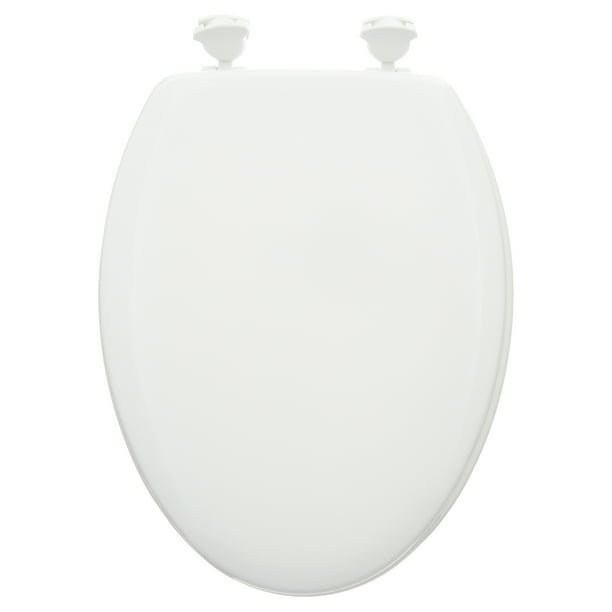 Mayfair Lift off Elongated Enameled Wood Toilet Seat in White