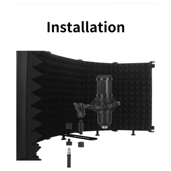 Mic Windscreen, Foldable Adjustable Sound Absorbing Vocal Recording Panel Portable Microphone Soundproof Plate Microphone Cover Mic Cover with Multi Layer Noise Reduction for