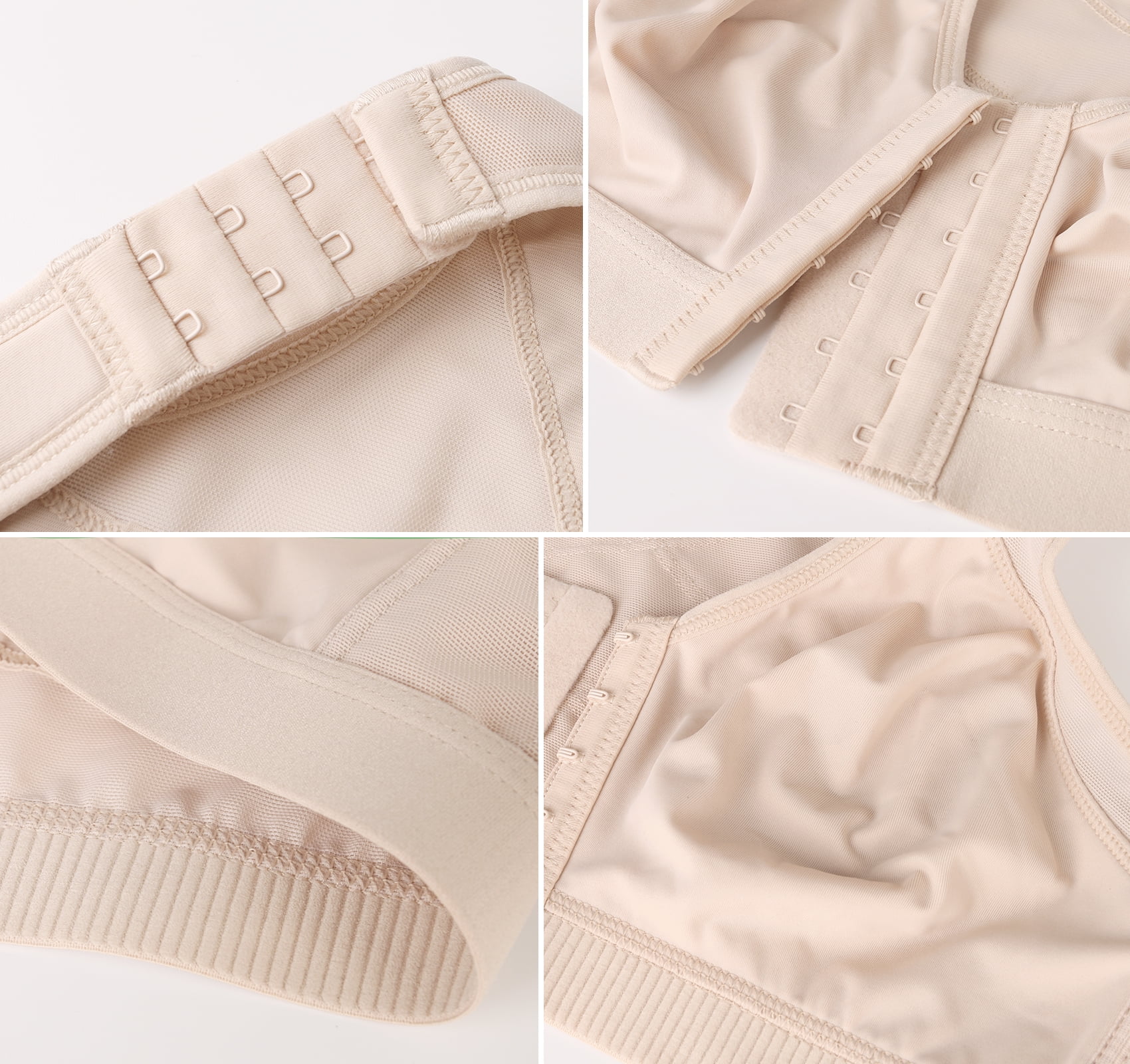Exerin Women's Back Support Front Closure Bra Full Coverage Non Padded Wirefree(Beige,36C)