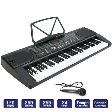 61-Key Electronic Piano Keyboard w/ LCD Display and Microphone - Portable -
