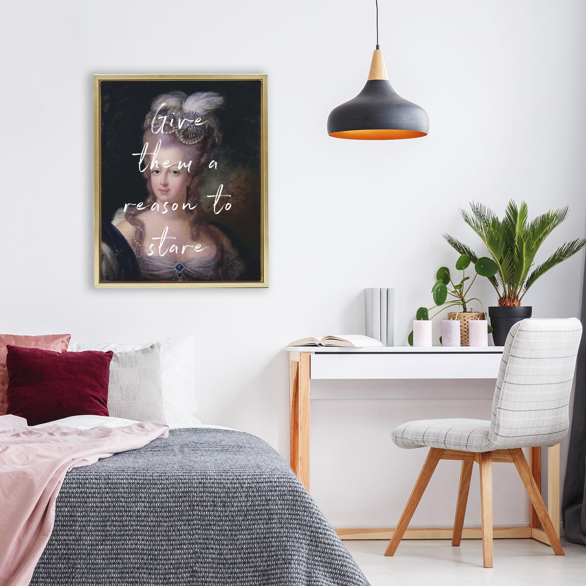 Stupell Industries Give Them A Reason To Stare Gold Framed Floater Canvas Wall Art, design by Tina LeCour