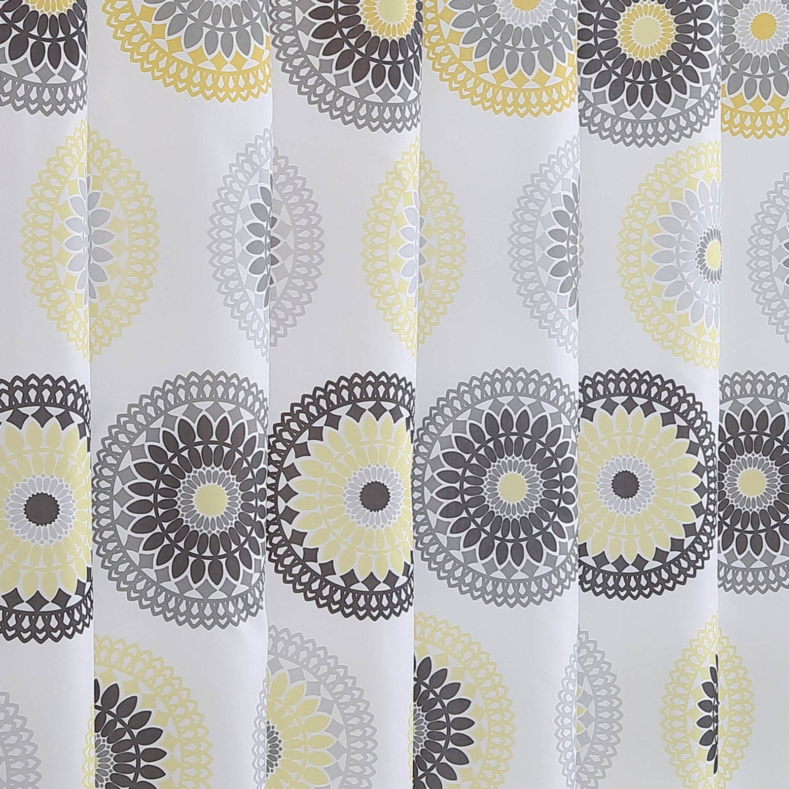 Raquel 15-Piece Bathroom 72x72 Shower Curtain Set, Yellow and Gray