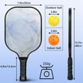 thumbnail image 4 of Pickleball Paddles Set Of 2, Fiberglass Surface, Turquoise Marble Pattern, 4 Balls & Bag, 4 of 5