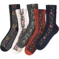 thumbnail image 7 of Saturatione Socks-Vintage Embroidered Floral Socks, Women’s Retro Cotton Soft Breathable Dress Sock Fall Winter, 7 of 7