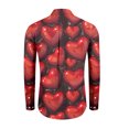 thumbnail image 3 of Fgvctg Long Sleeve Button Down Shirts for Men V Neck Shirts Soft Date Day Love Heart Print Collared Blouses Oversized Business Casual Tops Red M, 3 of 4