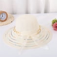 thumbnail image 2 of Sun Hats for Women Summer Beach Wide Brim Upf 50+ Panama Fedora Foldable Packable Hat Floppy Straw Hat, 2 of 4
